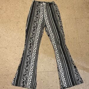 Rainbow Black and White Patterned Flare Pants